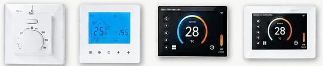 Quatro modelos de termostato: analógico, digital, digital Wi-Fi e digital full Wi-Fi